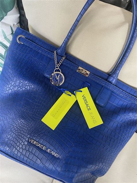 versace collection tasche blau|Versace purses.